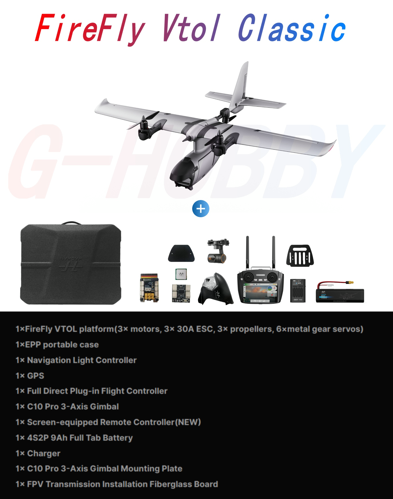 HAOHAN Firefly Modular e Multi-Mount FPV Patrol Drone Suporte VTOL 1080mm Envergadura EPP RC Avião SEMI