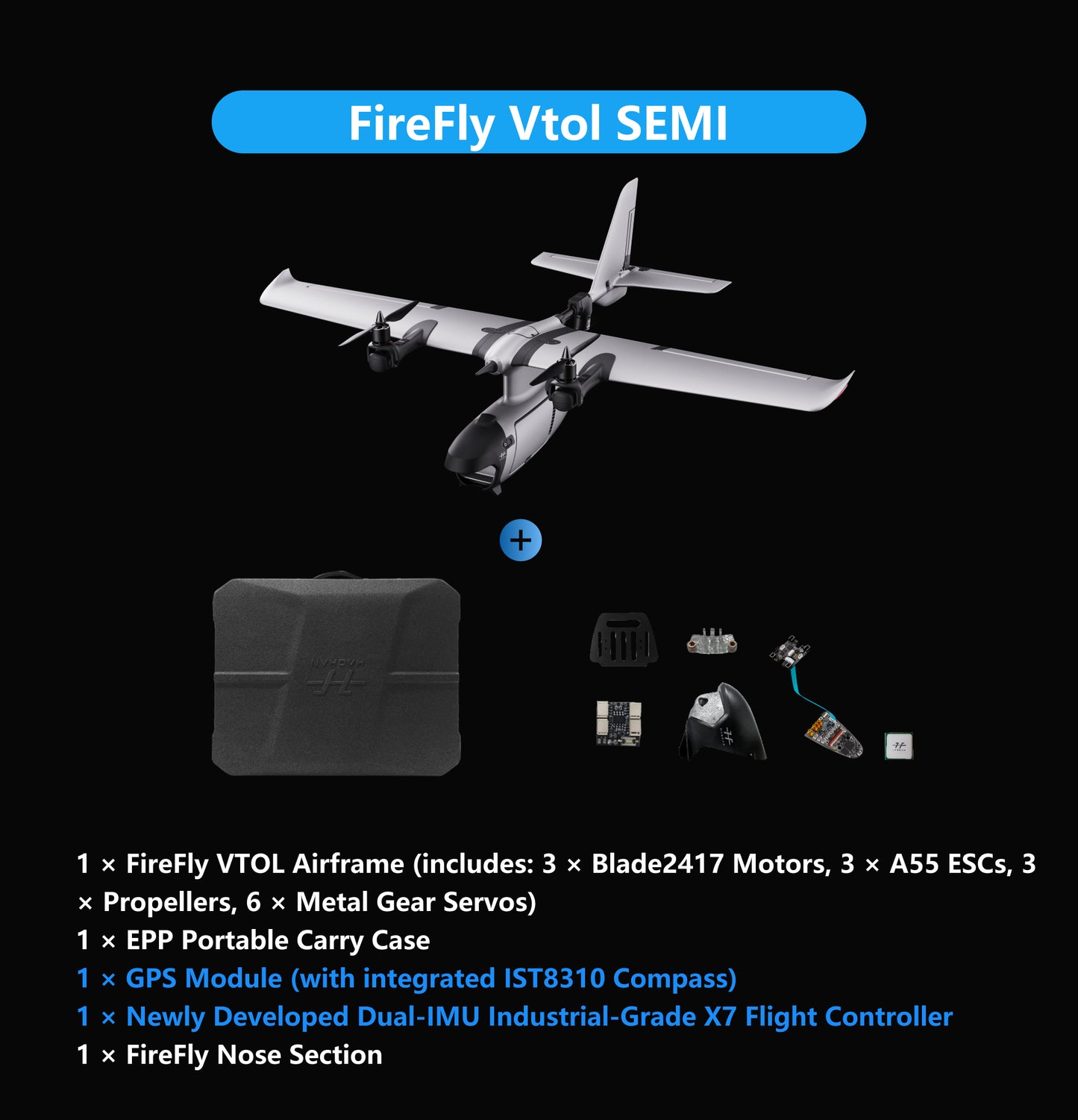HAOHAN Firefly Modular e Multi-Mount FPV Patrol Drone Suporte VTOL 1080mm Envergadura EPP RC Avião SEMI
