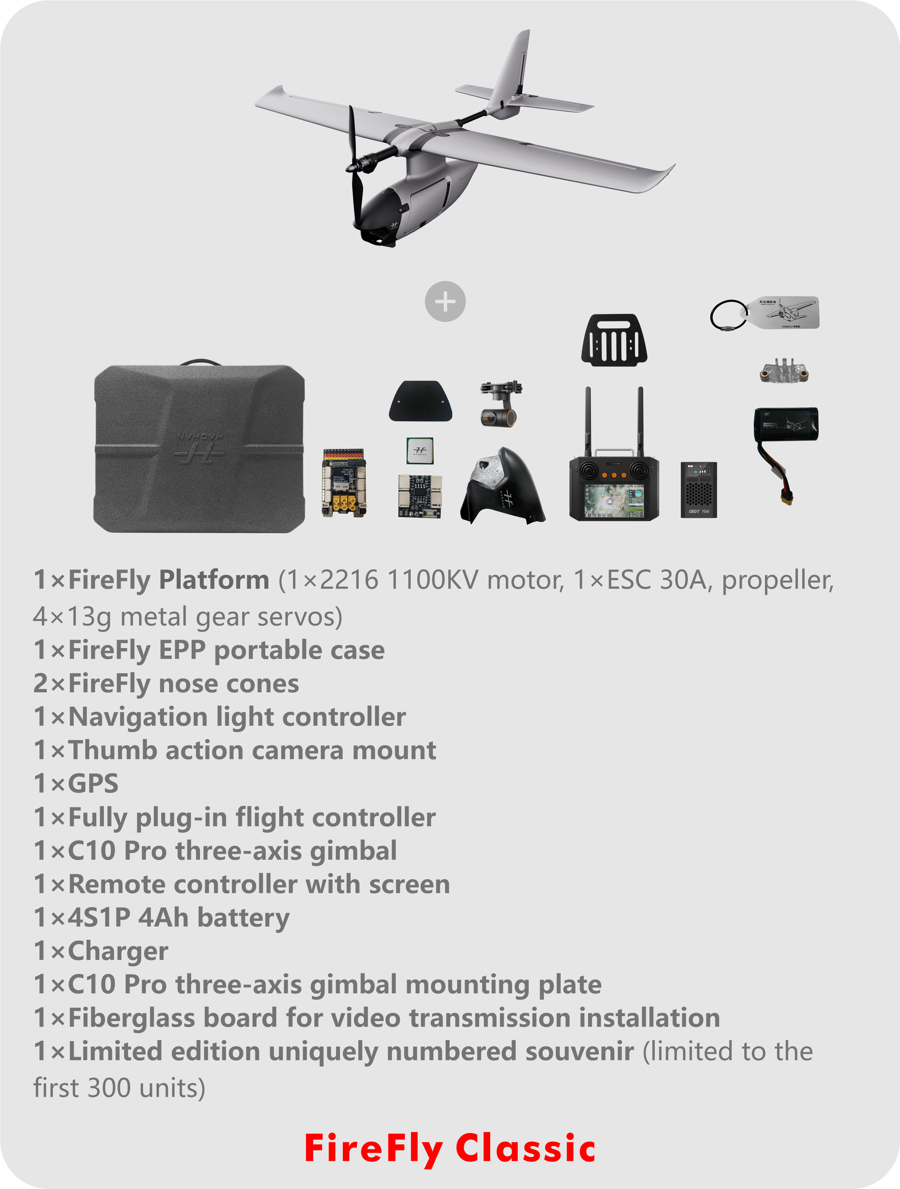 HAOHAN Firefly Modular & Multi-Mount FPV Patrol Drone Support VTOL 108 ...