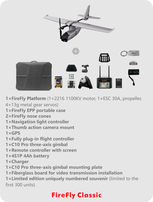 HAOHAN Firefly Modular & Multi-Mount FPV Patrol Drone Support VTOL 1080mm Wingspan EPP RC Airplane Classic