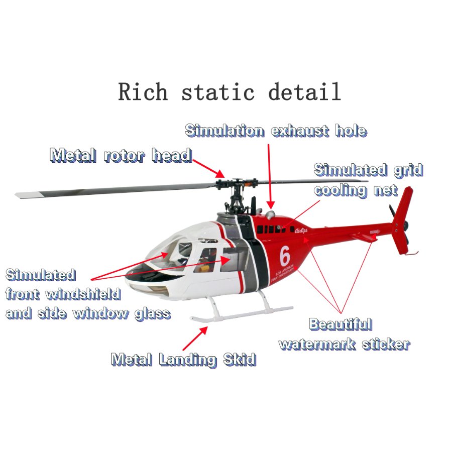 Bell 206 450 Size Helicopter Scale Tow Rotor Blades 6CH GPS with H1 Flight Controlle RTF - G - HOBBY RC OFFICIAL STORE