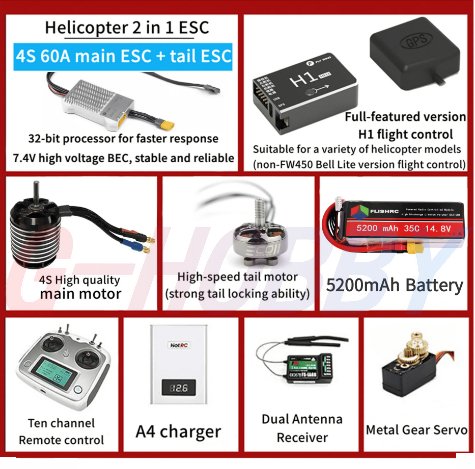 FL450 V2 EC135 450 Size Scale Helicopter Four Rotor Blades 6CH GPS with H1 Flight Controller RTF - G - HOBBY RC OFFICIAL STORE