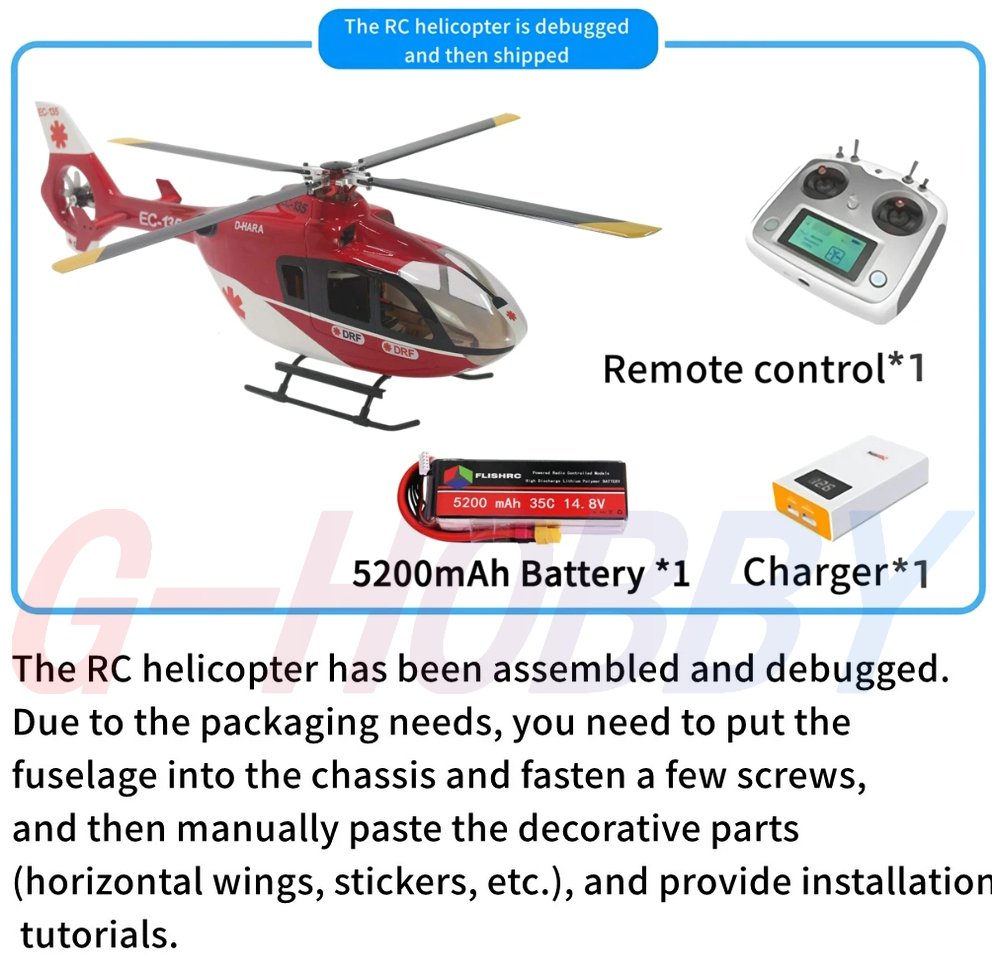 FL450 V2 EC135 450 Size Scale Helicopter Four Rotor Blades 6CH GPS with H1 Flight Controller RTF - G - HOBBY RC OFFICIAL STORE