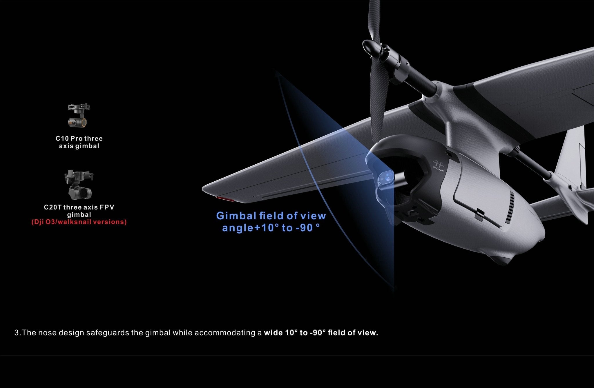 HAOHAN Firefly Modular & Multi-Mount FPV Patrol Drone Support VTOL 108 ...