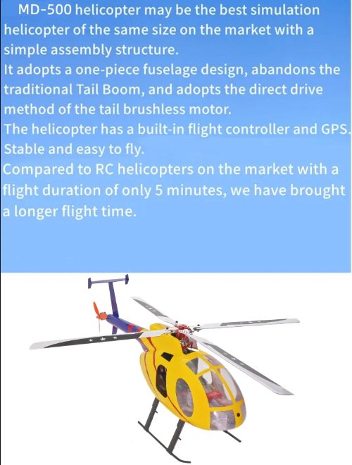 MD500E MD500 G - Jive 450 Size Helicopter Scale Four Rotor Blades 6CH GPS with H1 Flight Controller RTF - G - HOBBY RC OFFICIAL STORE